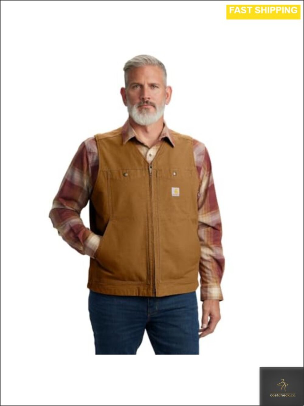 Relaxed Fit Duck Vest Flannel Lined Wind Fighter Zip